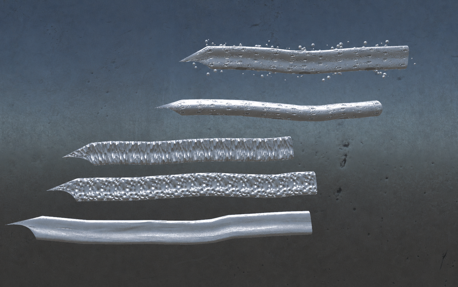 Several weld bead examples showing different surface quality and defect patterns.